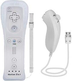 Resim TechKen Motion Plus ve Wii Nunchuck Controller Wii Nunchuck Controller Wii Uzaktan Kumanda Nunchuk Kontrolör Wii Bağlantı Uzaktan Plus Controller Wii/Wii U Konsol için Yedek 
