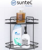 Resim SUNTEL BANYO VE MUTFAK AKSESUARLARI Suntel Ayaklı Dalga Desen İki Katlı Banyo Rafı 