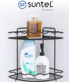 Resim SUNTEL BANYO VE MUTFAK AKSESUARLARI Suntel Ayaklı Dalga Desen İki Katlı Banyo Rafı 