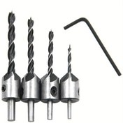 Resim 4 adet Set, Tri-Point Ahşap İşleme Delik Açma Matkabı, 3-6Mm Delik Açma Matkabı Delik Testere Aracı Seti, Ev İyileştirme için Kablosuz Güç Aracı Aksesuarları 