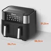 Resim Ultenic K20 Airfryer, Çift Bölmeli Fritöz, 8 Litre XXL, 2850 W, Siyah 