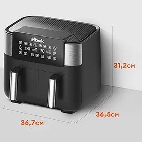 Resim Ultenic K20 Airfryer, Çift Bölmeli Fritöz, 8 Litre XXL, 2850 W, Siyah 