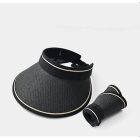 Resim Upf50+ Uv Korumalı Hasır Güneş Şapkası - Plaj Seyahati İçin Dış Mekan Geniş Kenarlı Nefes Alabilir Yaz Şapkası, Unisex Güneşlik Siyah 