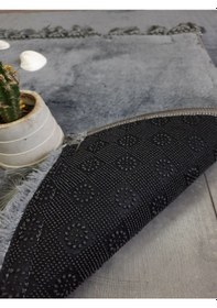 Resim Elite Antrasit Ponpon Saçaklı Peluş 2'li Banyo Paspası Halısı Antrasit 