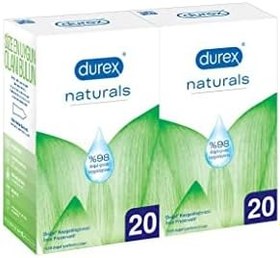 Resim Durex Naturals Doğal Kayganlaştırıcılı İnce Prezervatif 40'lı (1 x 40 Adet) 