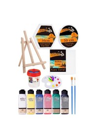 Resim Kare Yuvarlak Ve Altıgen Tuval 30 Cm 6 Renk 140 Ml Akrilik Boya Şövale 1 Paket 30x30 Cm Arkadan Zımbalı Astarlı Resim 