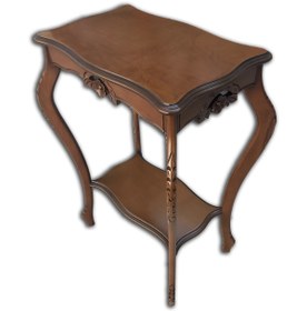 Resim BENGİ TİCARET Fiskos 13829 Çiçeklik Oyma Model Parlak Kaplama Kayın tabla ayak Ceviz El Yapım 