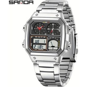 Resim Oldfriend Sanda Erkek Spor Saati Kronograf Alarmlı Kronometre Geri Sayım Gümüş Siyah Diğer 