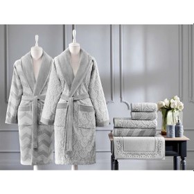 Resim Özdilek Pamuklu 7 Parça Aile Bornoz Seti-tappeto Antrasit Gri Çok Renkli 