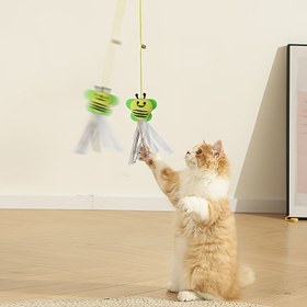 Resim Interaktif Kedi Oyuncakları - Yapay Tüy Naylon/Poliestre Renkli Solucanlarla Ayarlanabilir Asılabilir Kapı Salıncağı, Tüm Kedi Irkları İçin Esnek Oyuncağa Sahip Eğlenceli ve Oynaklı Teaser 