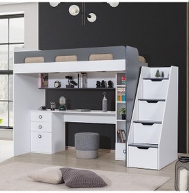 Resim Ranza, Troya Ranza Masa Kitaplık Antrasit- Beyaz 90x200 