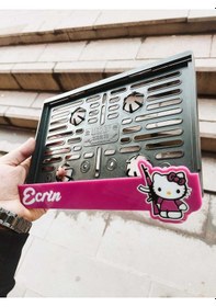 Resim Motorsiklet Plakalık Lazer Kesim Pleksi Keleşli Hello Kity Lmotor Plakalık Kişiye Özel Plakalık 