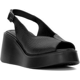 Resim Pierre Cardin PC-54587 Kadın Hakiki Deri Dolgu Topuk Sandalet Siyah 