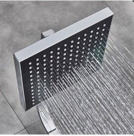 Resim Duş Başlığı Kare Tasarım Tepeleme Ve El Duş Başlığı Krom Banyo Duş Seti Gri 