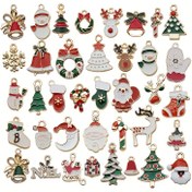 Resim 30 adet Altın Emaye Noel Kolye Yapımı İçin Kolye Alaşım Bileklik Küpe DIY Noel Giyim Dikiş Çanta Süs Eşyaları 