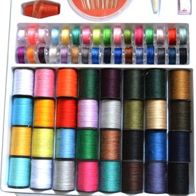 Resim 1 Set Renkli Dikiş Makinesi İpliği (64 Rulo) Set Dikiş İpi Ev Çok Renkli Set İğne Kutusu 