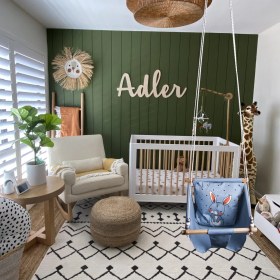 Resim Ahşap Bebek Çocuk Salıncak 