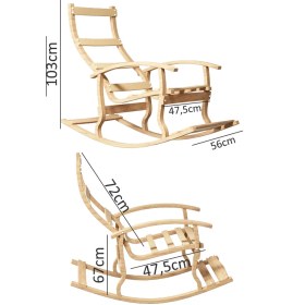 Resim Mobildeco Padişah Ahşap Sallanan Sandalye Füme - Doğal 