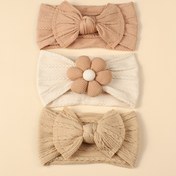 Resim 3 Adet JRALON Unisex Yumuşak Nefes Alabilen Naylon Saç Bantları - Çiçek Desenli, Bej, Beyaz & Karışık Renkler, Tüm Mevsimler İçin Retro Tarz Saç Aksesuarı 