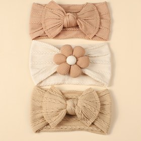 Resim 3 Adet JRALON Unisex Yumuşak Nefes Alabilen Naylon Saç Bantları - Çiçek Desenli, Bej, Beyaz & Karışık Renkler, Tüm Mevsimler İçin Retro Tarz Saç Aksesuarı 