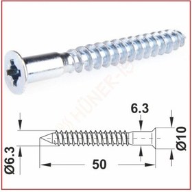 Resim Kabin Vidası-Kutulu 6.3X50 mm 100 Adet 