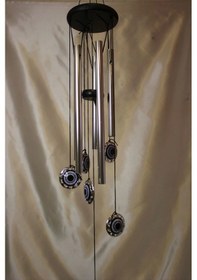 Resim Deprem Çanı Rüzgar Zili Feng Şui Nazar Boncuk 5 Metal Borulu 