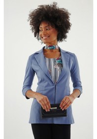 Resim Kapri Truvakar Kol Süs Cepli Kopçalı Ofis Blazer Kumaş Ceket-dirty Blue Dirty Blue 