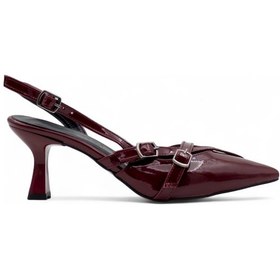 Resim Berk Çapraz Atkı Yüksek Topuklu Abiye Rugan Bordo 