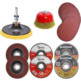 Resim Cırt Zımpara Avuç Taşlama Metal Kesici Disk Fırça Seti 25 Parça 