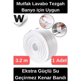 Resim Wonara Premium Su Geçirmez Sızdırmaz Yalıtım Küf Banyo Mutfak Lavabo Beyaz Kenar Şerit Bant 3.2m 1 Adet 