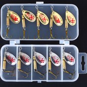 Resim 10 adet Metal Kaşık Spinner Balıkçılık Yem Seti - Kırmızı ve Beyaz Tasarım, Altın saç tokası, Porsuk için İdeal - Depolama Kutusu, Balıkçılık Yem|Dekoratif Balıkçılık Yem|Dayanıklı Balıkçılık Ekipmanı, Balıkçılık Malzemeleri 