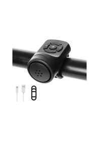 Resim Bisiklet 120db Elektrikli Zil 4 Mod Şarj Edilebilir Bisiklet Hırsızlık Önleme Alarm Kornası Siyah 