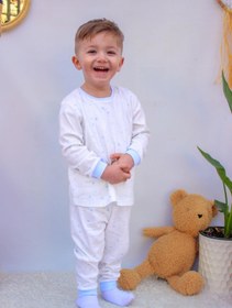 Resim Mini Ropa Erkek Bebek Çocuk Pijama Takımı 0 - 6 Yaş Mavi Yıldızlı 