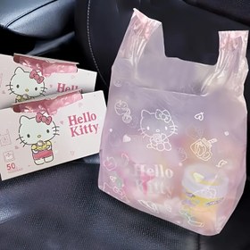 Resim 50 adet Sanrio Hello Kitty Araba Çöp Torbaları - Pembe, Seyahat ve Dış Mekan Kullanımı için Sevimli Tasarımlı Mini Plastik Çöp Torbaları 