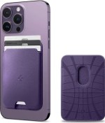 Resim Spigen Valentinus Magfit İphone Uyumlu 14, 13, 12 İçin Manyetik Cüzdan Kartlık 3 Kartlı Pu Purple 