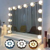 Resim Bir USB ile çalışan LED Makyaj Aynası Işık Ampulü, Makyaj Işığı, Ayna Işığı, Banyo Işığı ve Gece Işığı için Uygun. Ayarlanabilir Ampuller ile 4, 6, 8, 10, 12, 14 veya 16 Seçenekleri ile Ayarlanabilir Parlaklık ve Üç Renk Sıcaklığı Ayarı ile Mevcut. Makyaj Tutkunları için Mükemmel, Makyaj Masaları, Saç Salonları, Yatak Odaları, Banyolar ve Makyaj Stüdyoları için İdeal. 