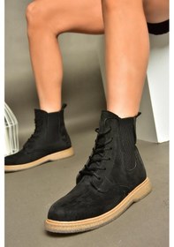Resim Fox Shoes R374961902 Siyah Süet Yanı Lastikli Klasik Kadın Bot Siyah 
