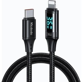 Resim Mcdodo CA-1030 36W Pd TypeC İphone Dijital Ekranlı Hızlı Data Şarj Kablo 1.2Mt-Siyah 