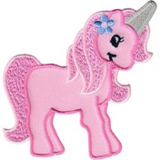 Resim Aplike Ütü İle Yapışan Unicorn Pembe Arma 4x4 cm 