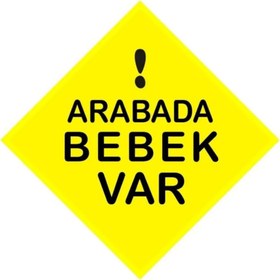 Resim Arabada Bebek Var Sticker Uyarı Levhası (1 Adet) | Sticker Master 