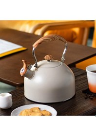 Resim Valkyrie 2.5l Paslanmaz Çelik Düdüklü Su Isıtıcısı Demlik Islıklı Kettle Krem 