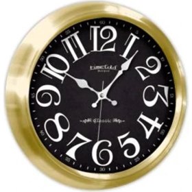 Resim Bahat Altın Renkli Metal Çerçeveli Salon Ofis Duvar Saati 34 cm 