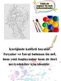 Resim Su'lepas Sayılarla Boyama Çerçeveli Hobi Seti Numaralı Tuval Fırça Boya Dahil Kasnaklı MAVİ KUŞ 40X50 Cm 