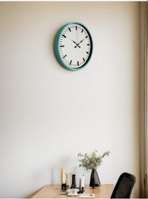 Resim 36 Cm Turkuaz Sade Şık Duvar Saati Açık 