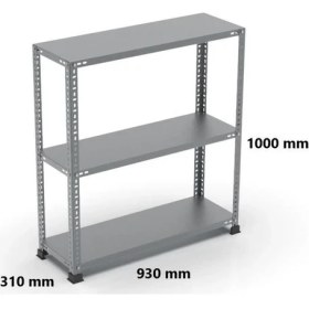 Resim Uzman Grup Raf Sistemleri Uzman Grup Raf Çelik Raf-3 Raflı 1 Metre 31X93 Çelik Raf-Depo Rafı 