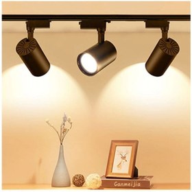 Resim Genel Markalar 1 Metre Raylı 3 Adet 30w Led Ray Spot Led Vitrin Mağaza Armatürü Siyah Kasa 
