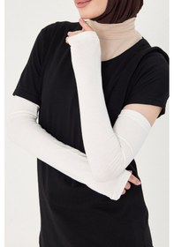 Resim Hürrem Bone Krem Tesettür Parmak Geçmeli Kolluk Viskon Düz 1024 40 Krem 