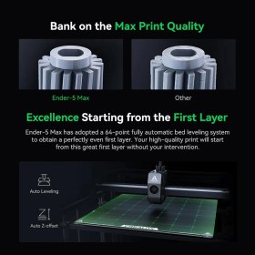 Resim Creality Ender-5 Max 3D Yazıcı, 64 Noktalı Otomatik Baskı Yatağı Seviyelendirme, Çift Z Ekseni, 700 Mm/s Ultra Hızlı Baskı, 400×400×400 mm Geniş Baskı Hacmi, 300°C Yüksek Sıcaklıkta Fdm Hassas Baskı 