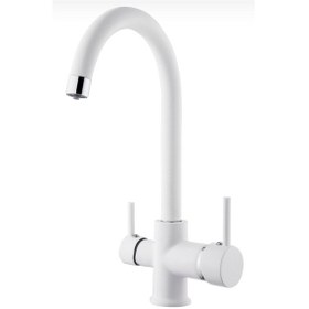 Resim İsaoğlu Yapı Beyaz Arıtmalı Mutfak Bataryası Arıtıcılı Musluk Premium Armatür Beyaz 