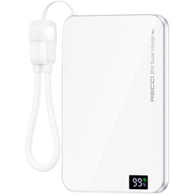 Resim Recci RPB-W41 PD 20W Ultra İnce Hızlı Şarj Özellikli Type-C Kablolu Powerbank 15W 5000mAh - Siyah 